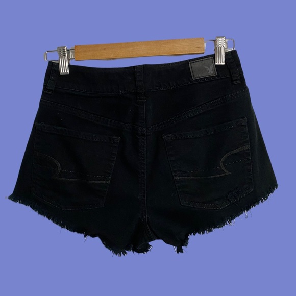 BLACK DISTRESSED SHORTS - Picture 2 of 2